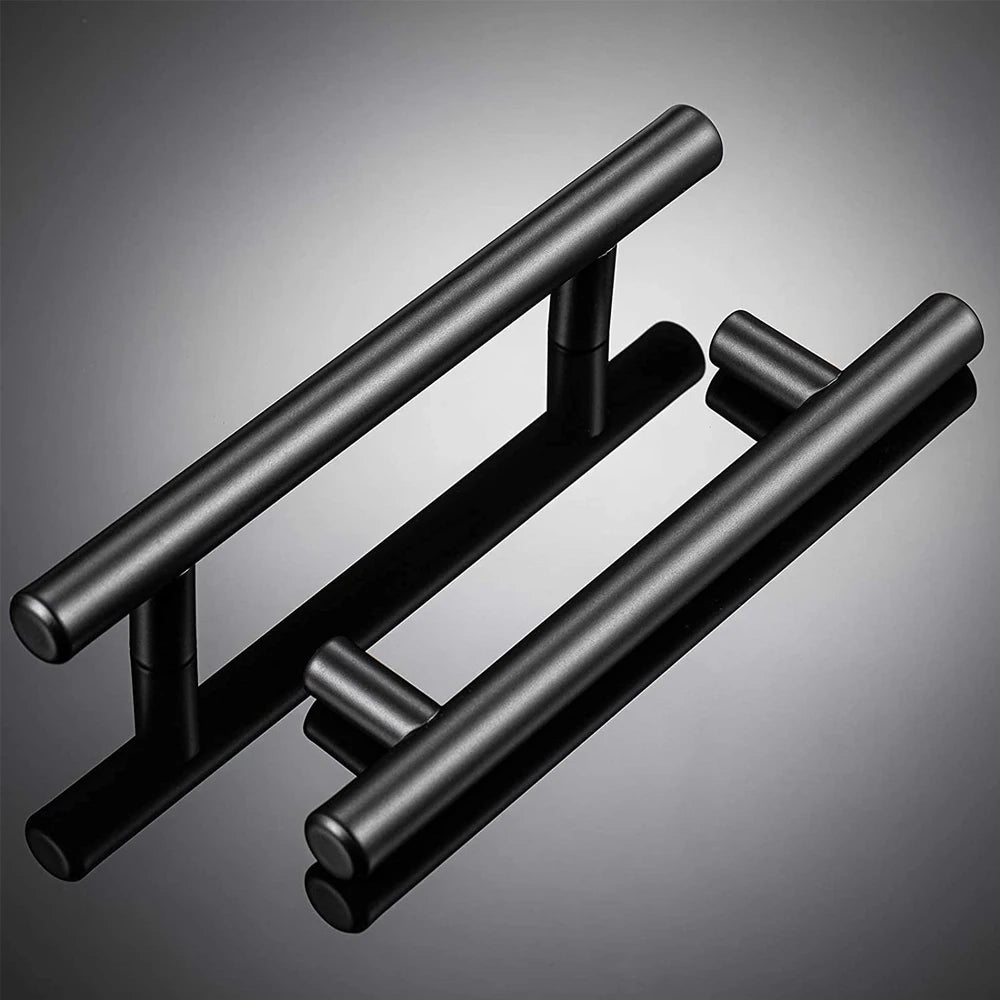 Kitchen Cabinet Pulls Furniture Drawer Handles Stainless Steel T Bar Straight Wardrobe Door Knobs Black Silver Cupboard Handle Qme
