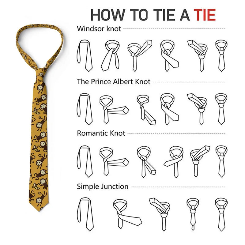 Fashion School Skinny Ties Boys Girls Casual Cartoon Zebra Monkey Qme