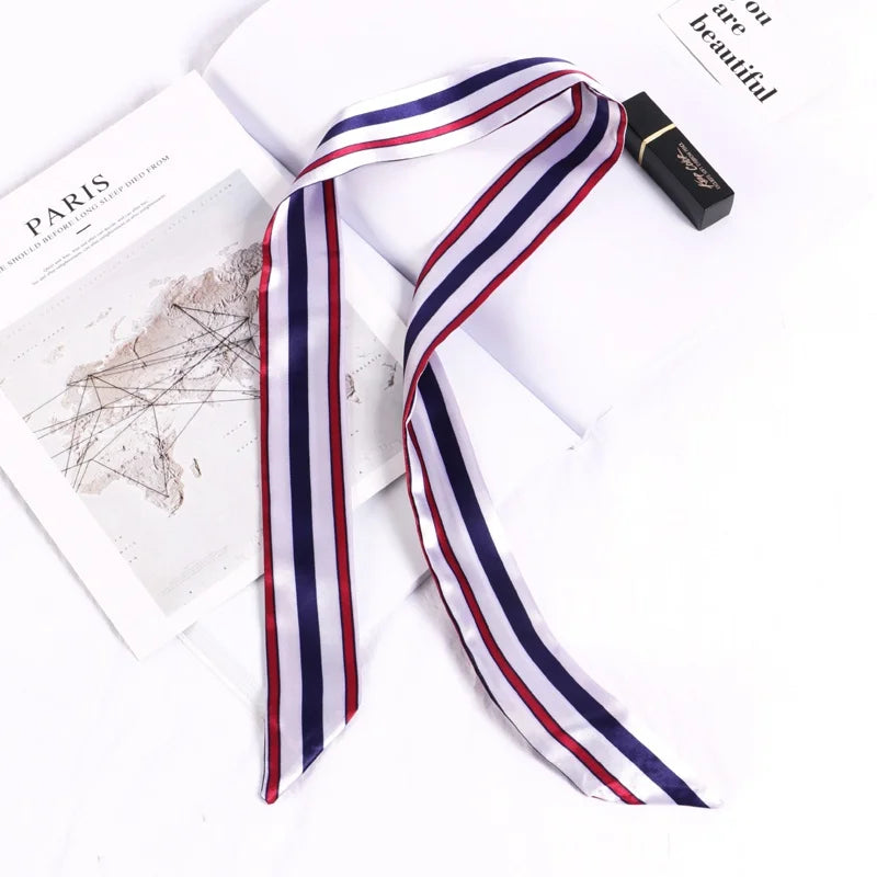 Print Flower Small Scarf Women Handle Bag Ribbons Fashion Head Long