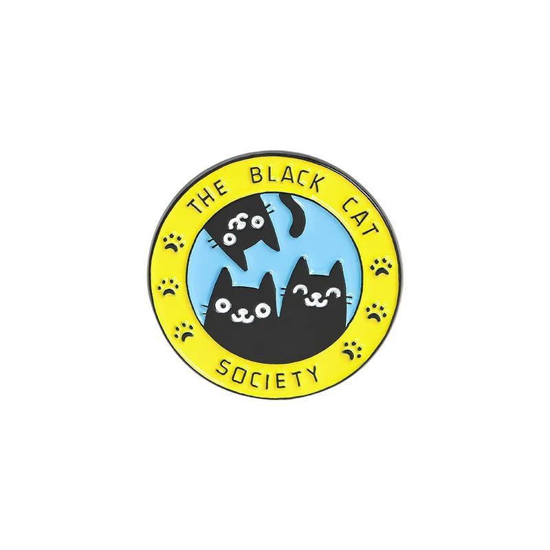 Black Cat Humane Society Custom Enamel Pins Witchcraft Cute Cartoon Brooches Badges Fashion Lapel Pin Gifts for Friend Wholesale Qme style 1