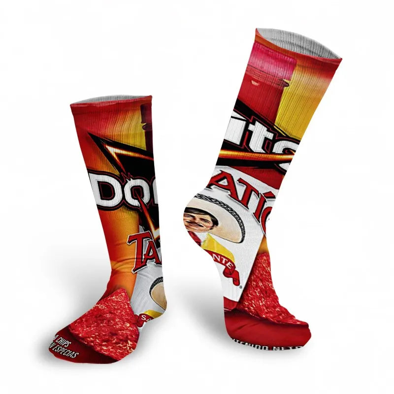 Creativity Long Socks Female Art 3D Printed Potato Chips Tomato Qme style3 One Size China Mainland