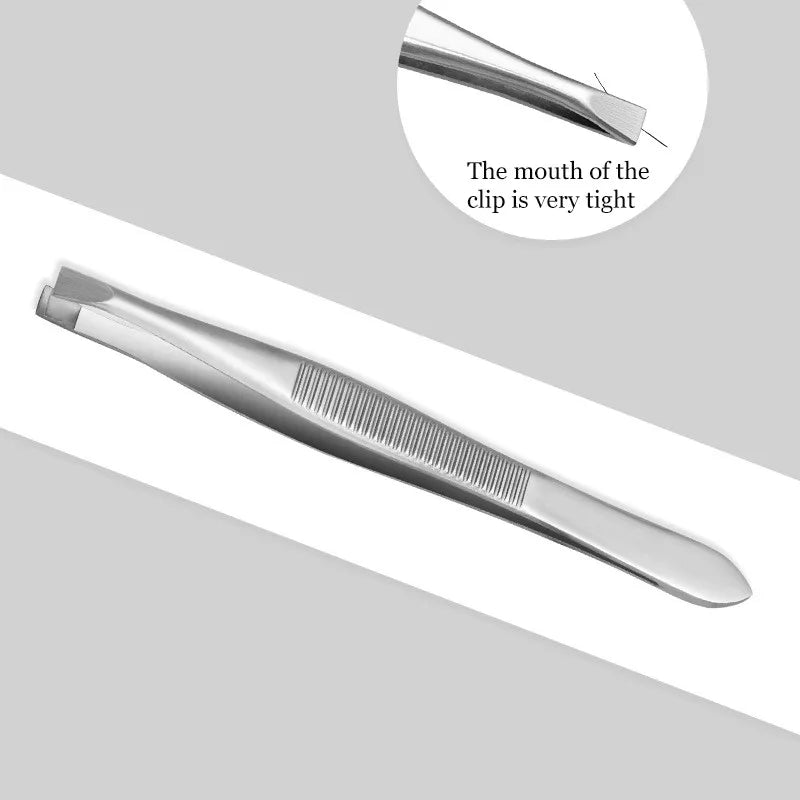Eyebrow Tweezer Stainless Steel Beauty Clip Slant Tip Flat Tip Eyebrow Tweezer Clip for Eyebrow Trimming Face Hair Removal Tools Qme