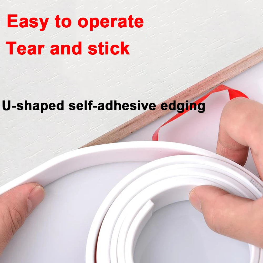 1M Self Adhesive U Shaped Furniture Edge Guard Banding Strip PVC Protector Trim Sealing Tape for Labelling Cabinet Protection Qme
