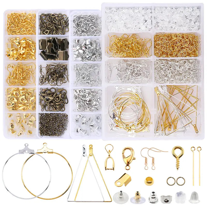 Jewelry Findings Tools Set Alloy Accessories Earring Hooks Clip Buckle Lobster Clasp Open Jump Ring Jewelry Making Supplies Kit Qme