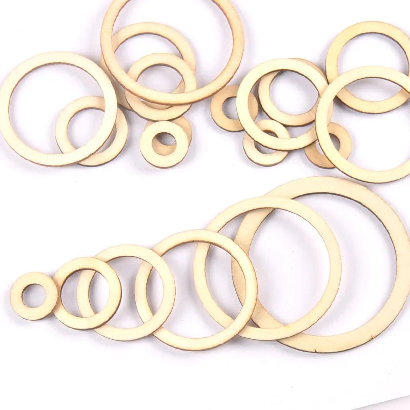 Circle/ring Wood Crafts For DIY Scrapbook Natural Wooden Ornaments Home Decor Handicraft Embellishment 20/30/40/50/60/75mm m2569 Qme