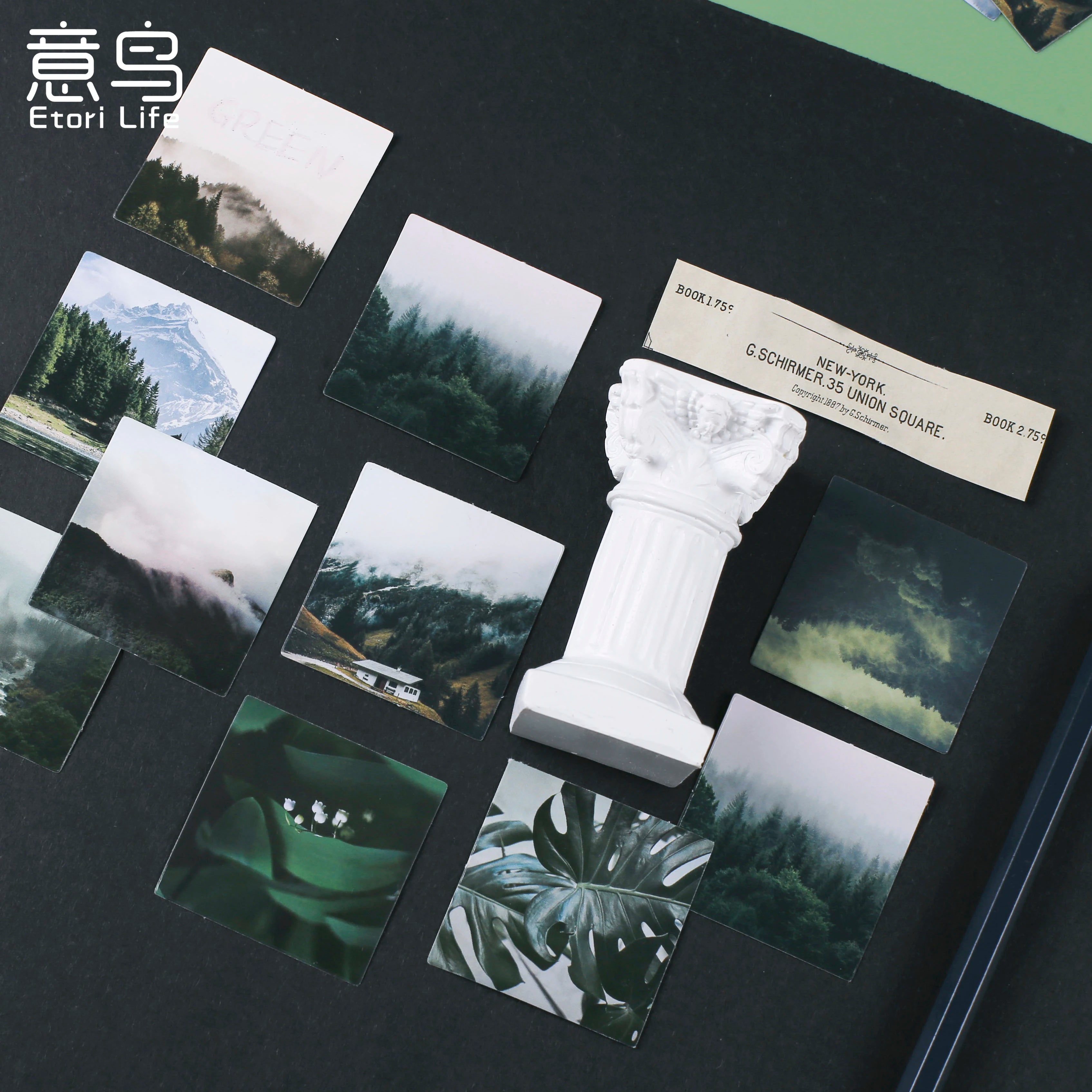 46Pcs/Box Green Forest Series Stickers Aesthetic Stickers Diary Planner Decorative Mobile Stickers Scrapbooking Craft Sticker Qme