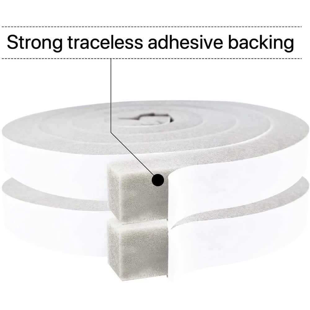 4M PU Sponge Foam Seal Strip Tape Adhesive Anti Collision Soundproof Weather Stripping for Doors Windows Furniture Protection Qme