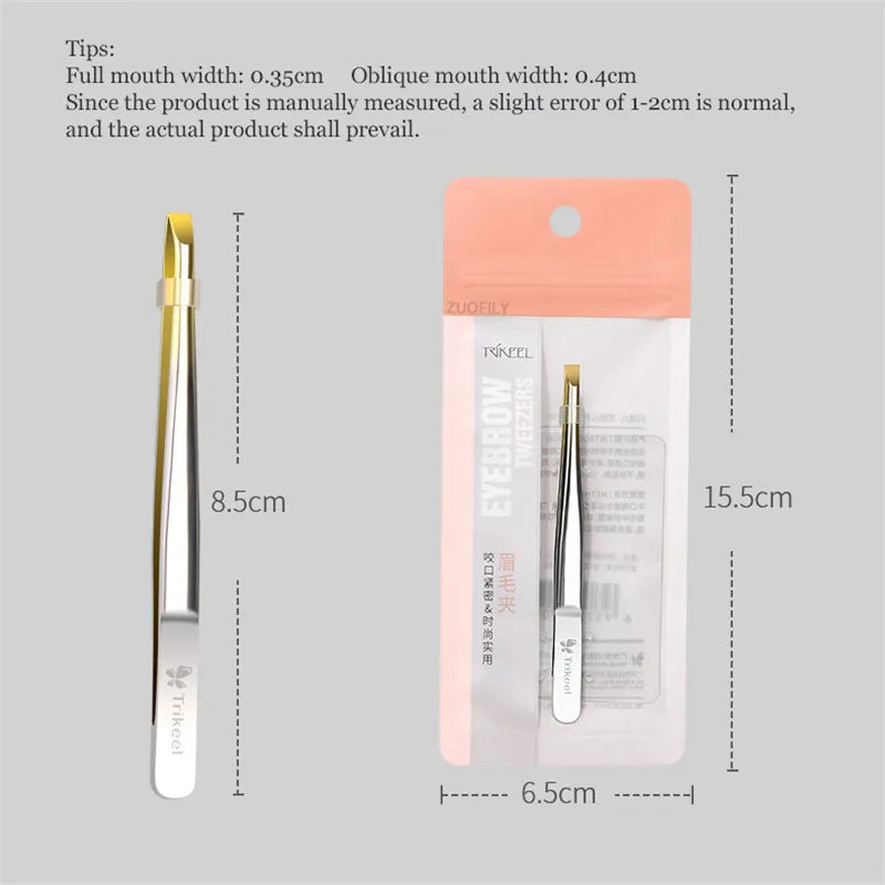 Stainless Steel Flat/Slant Tip Multifunction Tweezer Eyebrow Tweezer Face Hair Removal Make Up Tool False Eyelashes Tweezer Tool Qme