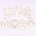 5pcs+1m hemp rope Christmas Tree Ornament Wooden Hanging Pendants White angels/tree/snowflakes Christmas Decorations for Home Qme mix