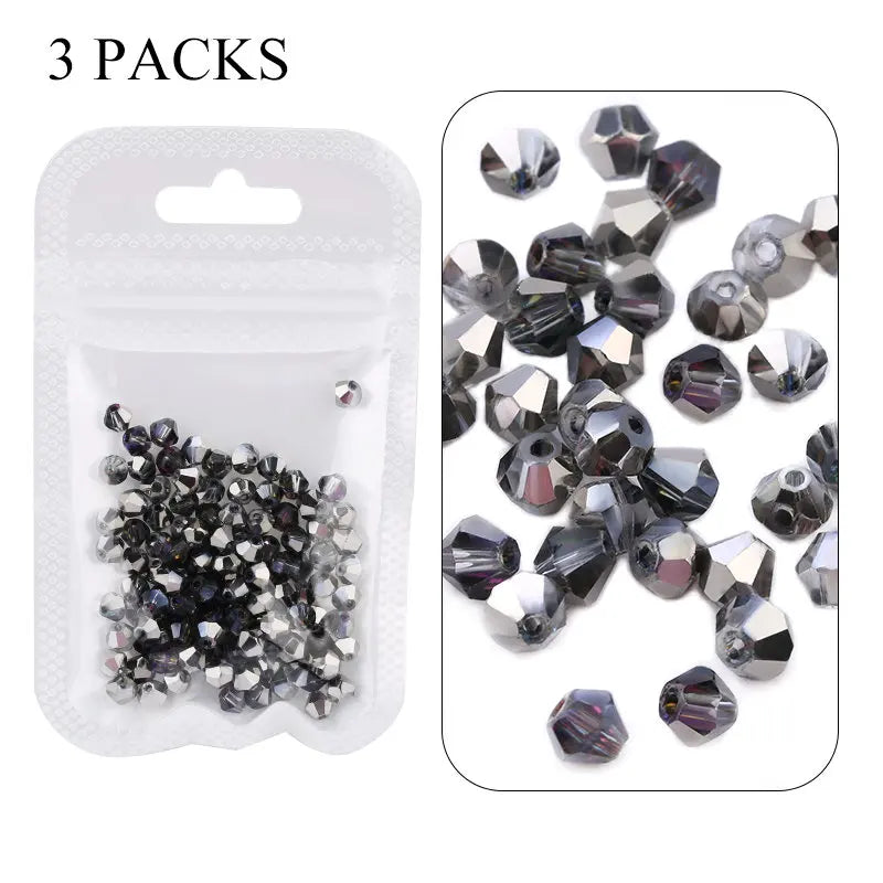4mm Shiny AB color Crystal Bicone Beads Glass Jewelry Beads Loose Spacer Beads earring bracelet making Jewelry Accessories DIY Qme 6