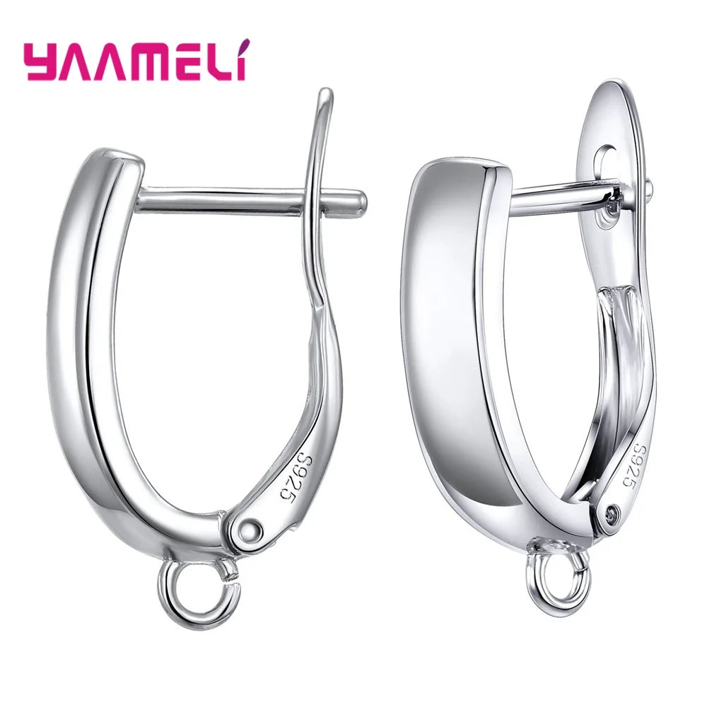 Real 100% 925 Sterling Silver Color Zircon Findings Earrings Leverback Earwire Fittings Components Accessories Handmade Supplies Qme Design 3