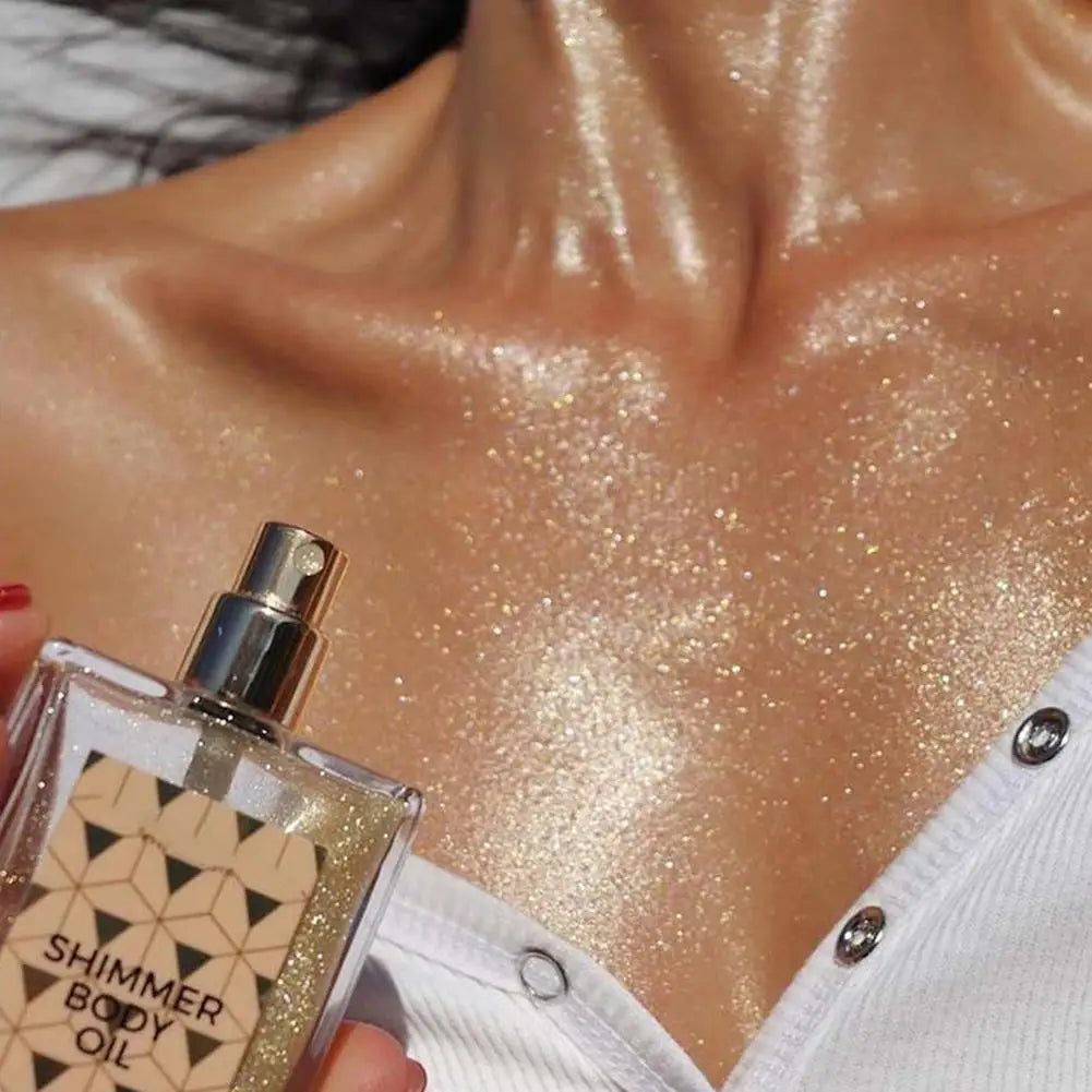 Liquid High Gloss Body Oil Face Body High Gloss Waterproof Shimmer Body Leg Clavicle Diamond Facial Highlighter Makeup 45ML Qme CN