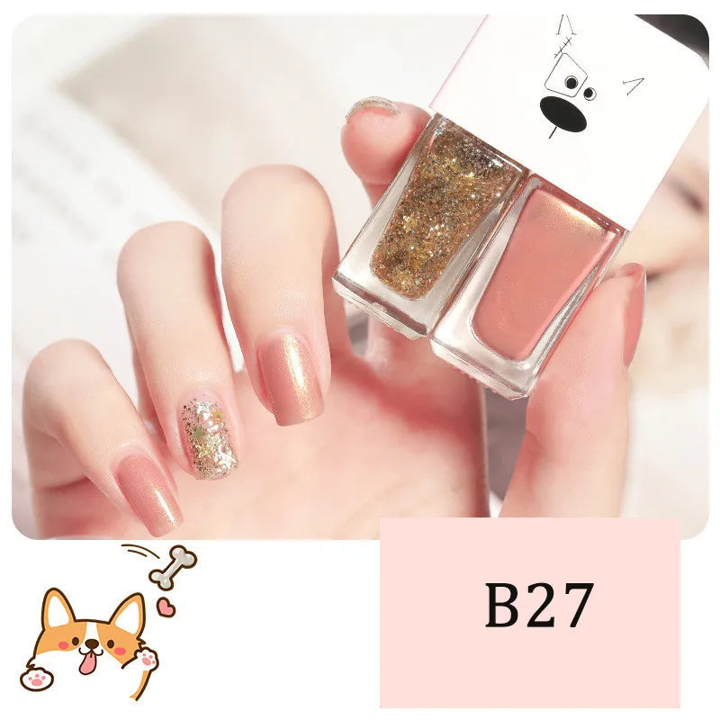 New 2 In 1 Candy Color Nail Polish Manicure Water-based Bright Scrub No Bake No Peeling Quick Dry Waterproof Lasting Nail Polish Qme B27