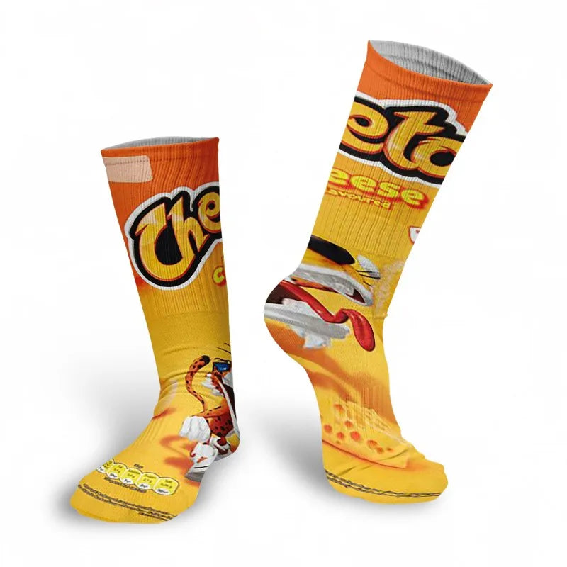 Funny 3D Printing Potato Chips Socks Female French Fries Packaging Qme