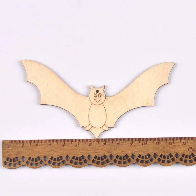 Mixed Natural Wooden Halloween Pendant Wood Slices DIY Crafts Hanging Handmade Accessory Home Party Decor 60-100mm 10Pcs M2708 Qme 2