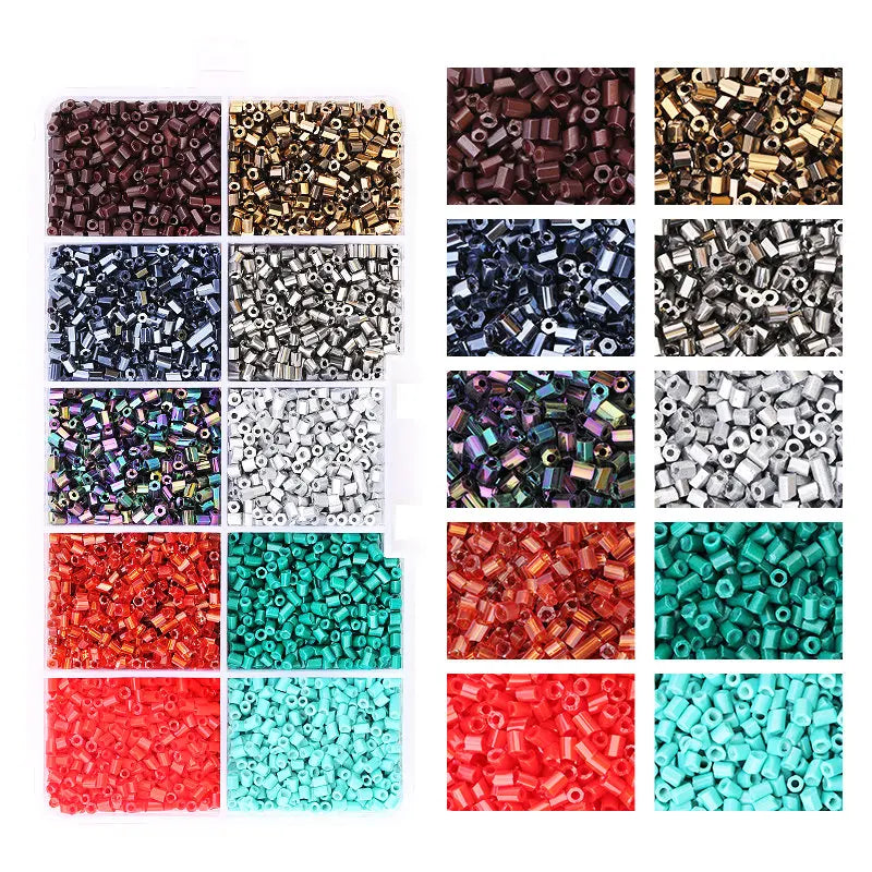 2mm Hexagon Shape Glass Tube beads Set Seed Beads Kits Charm Czech beads Bracelet Necklace DIY Jewelry Making Accessories Qme 10 colors-1