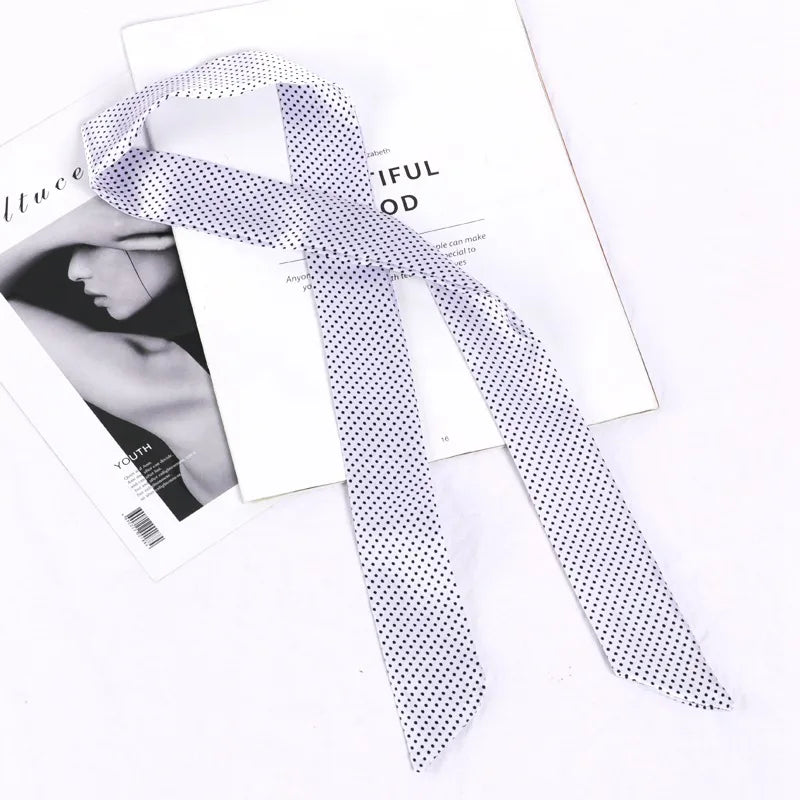 Print Flower Small Scarf Women Handle Bag Ribbons Fashion Head Long
