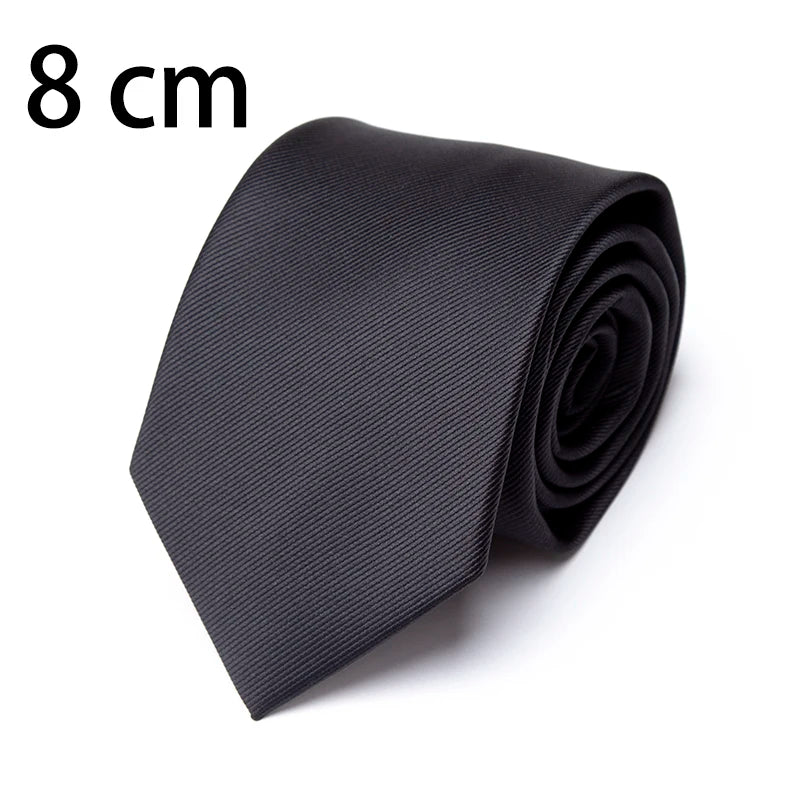 New Mens Tie 8cm 7cm 6cm Classic Black Slim Ties for Men Accessories Neckties Wedding Party Formal Dress Casual Solid Gifts Tie Qme 8 cm Black