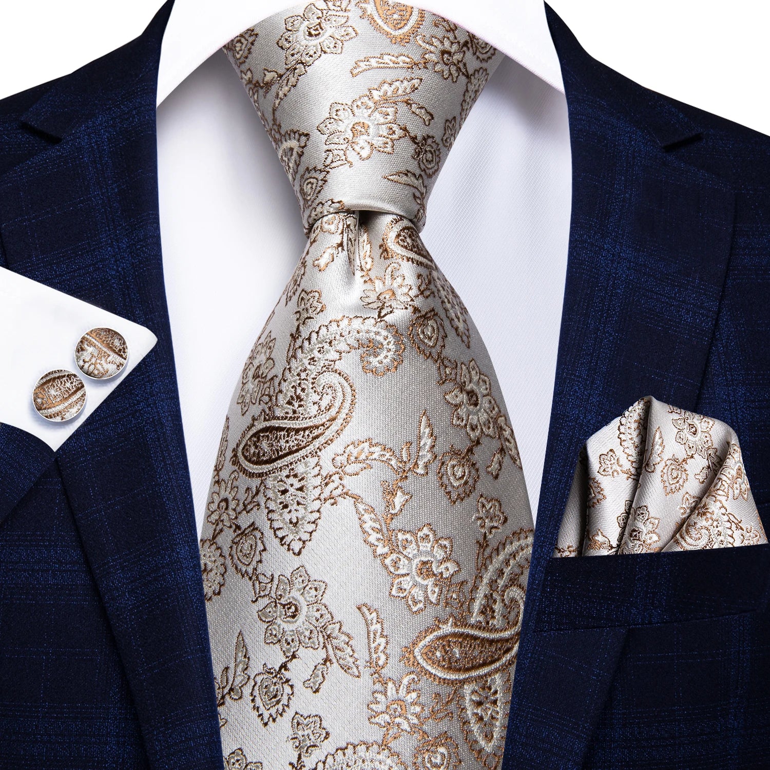 Luxury Mens Ties Floral Black Gold Paisley Red Blue Necktie Pocket