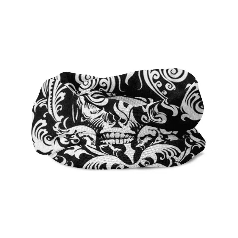 Cool 3D Skull Faces Scarf Women Turban Magic Scarves Outdoor Anti-UV Qme