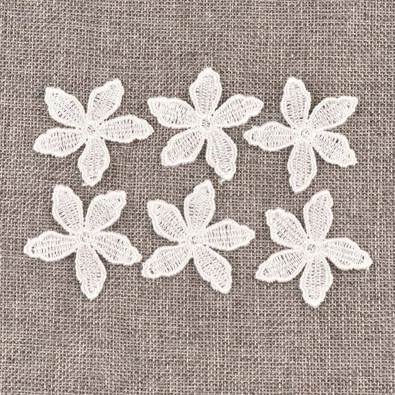 50Pcs/lot Flower White Lace Fabric Patches Mesh Trim For Sewing Decoration Garment Sew On Ribbon Applique Accessories 40mm c1142 Qme