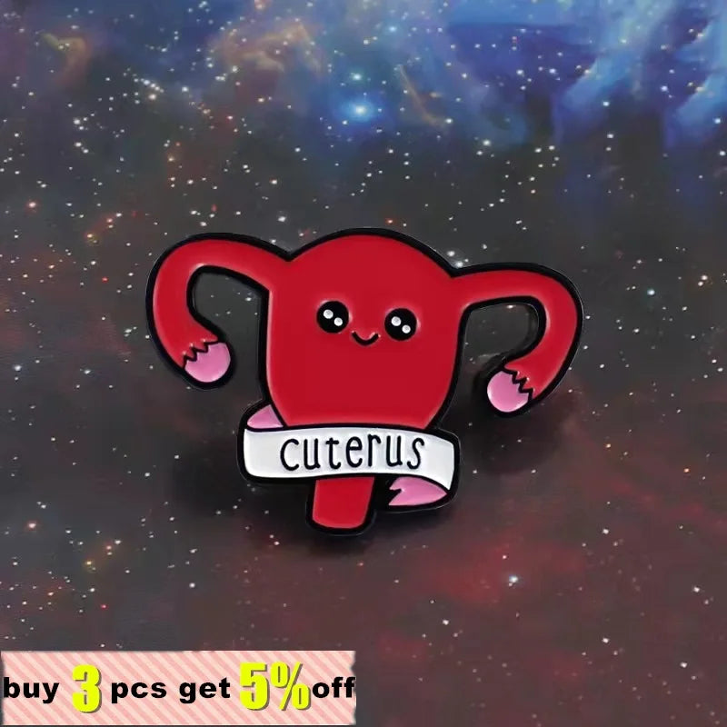 Cuterus Custom Enamel Pin Women Female Uterus Womb Brooches Gift Feminism Icons Pin Badge Button Lapel Pin for Clothing Cap Bag Qme