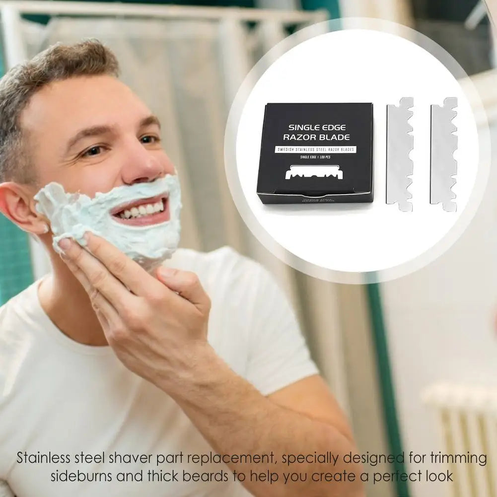 100pcs/Box Single Edge Razor Blades Men's Stainless Steel Razor Blades Sharp Blades For Facial Care Disposable Replacement Blade Qme