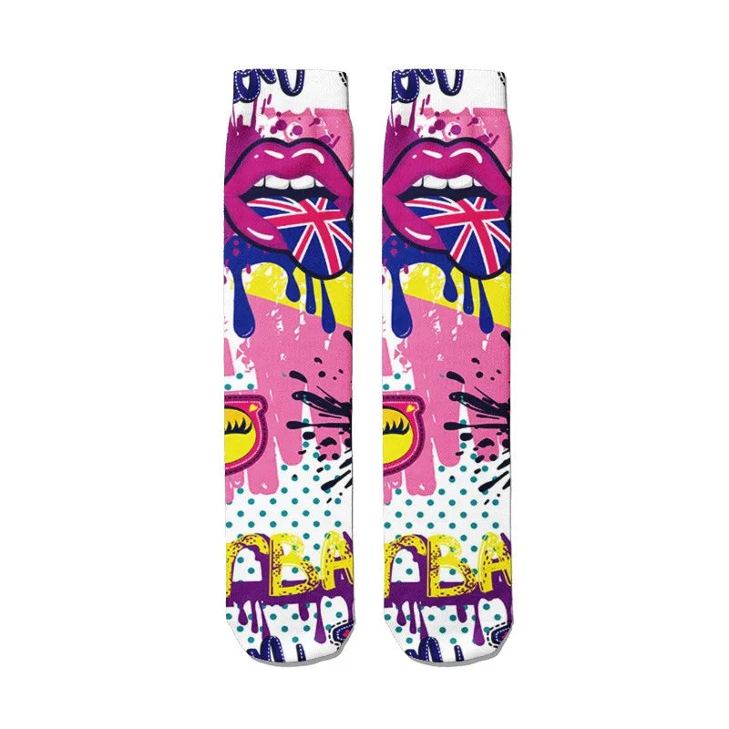 1 Pairs Harajuku Funny Happy Kawaii Hip Hop Women Socks Casual Qme style2 One Size China Mainland