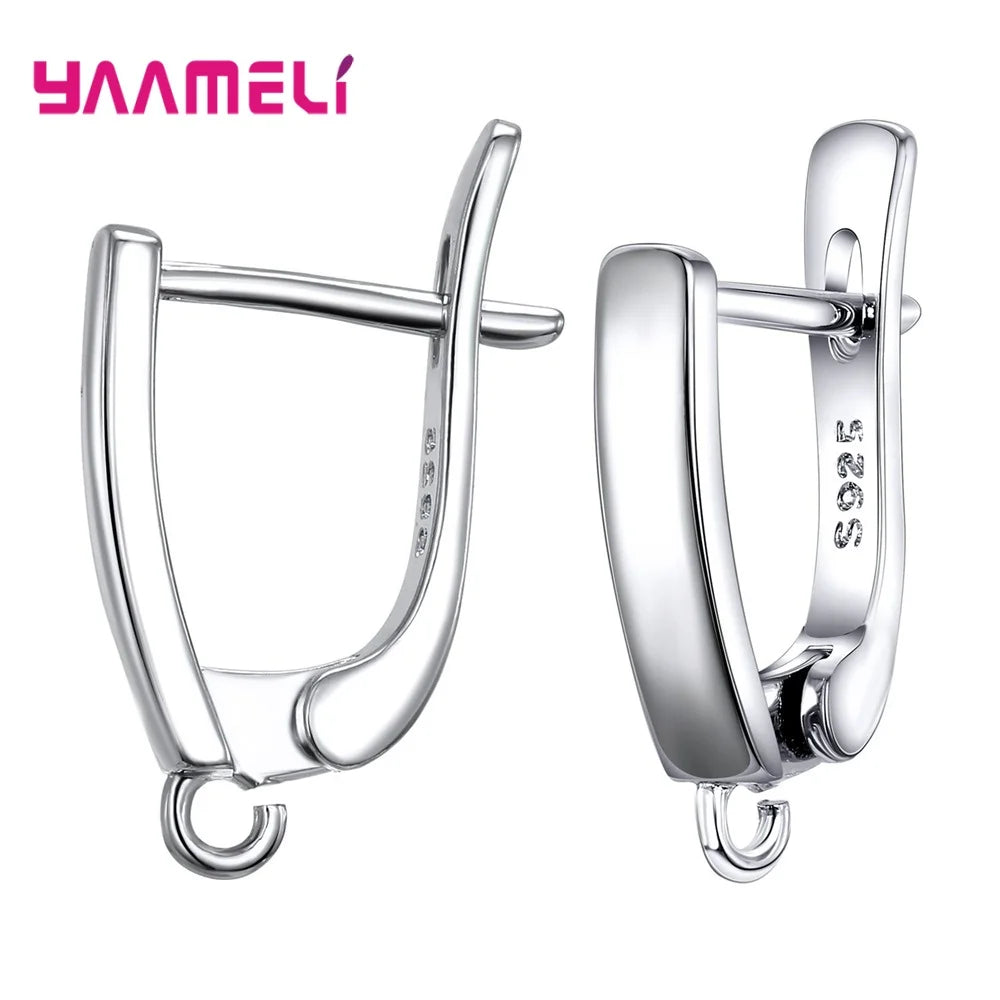 Real 100% 925 Sterling Silver Color Zircon Findings Earrings Leverback Earwire Fittings Components Accessories Handmade Supplies Qme Design 5