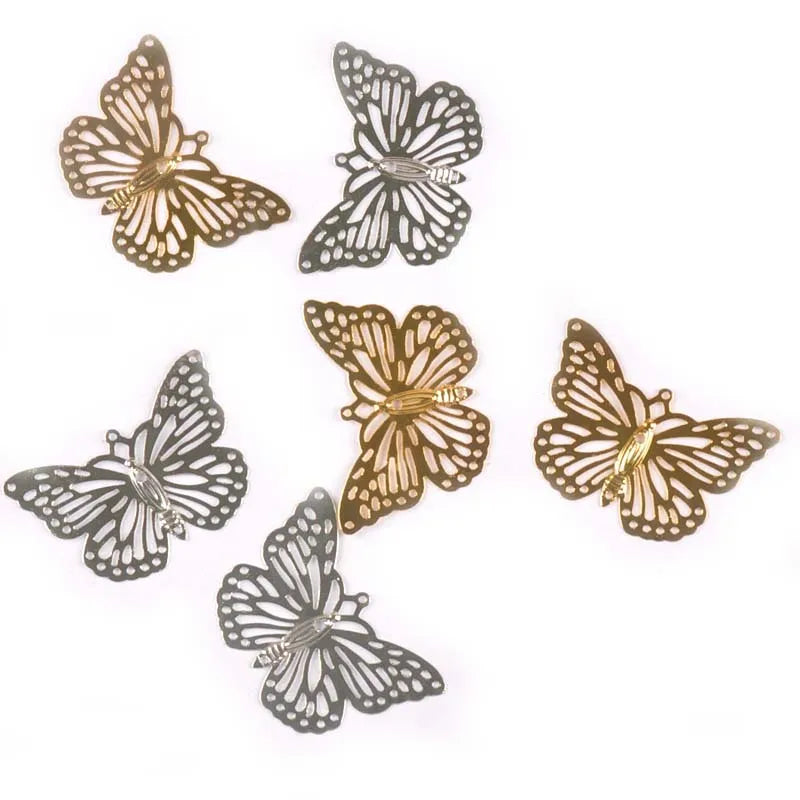Gold Silver Flower Butterfly Connectors Filigree Wraps Metal Crafts For DIY Scrapbook Accessories Embellishments 20Pcs yk0768 Qme