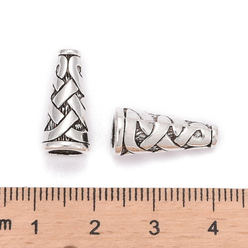 PandaHall 20-50pcs Tibetan Style Caps Loose Spacer Flat Bead Caps Cone End Beads Cap for DIY Jewelry Making Finding 18x18x8mm Qme