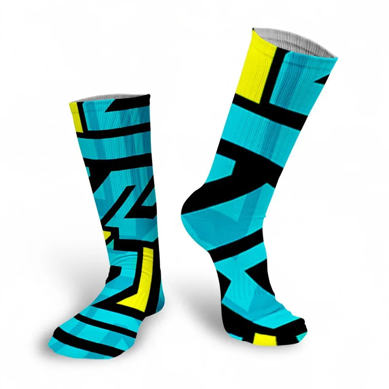 3D Graffiti Harajuku Hip Hop Thigh Socks Colorful Happy Funny Qme