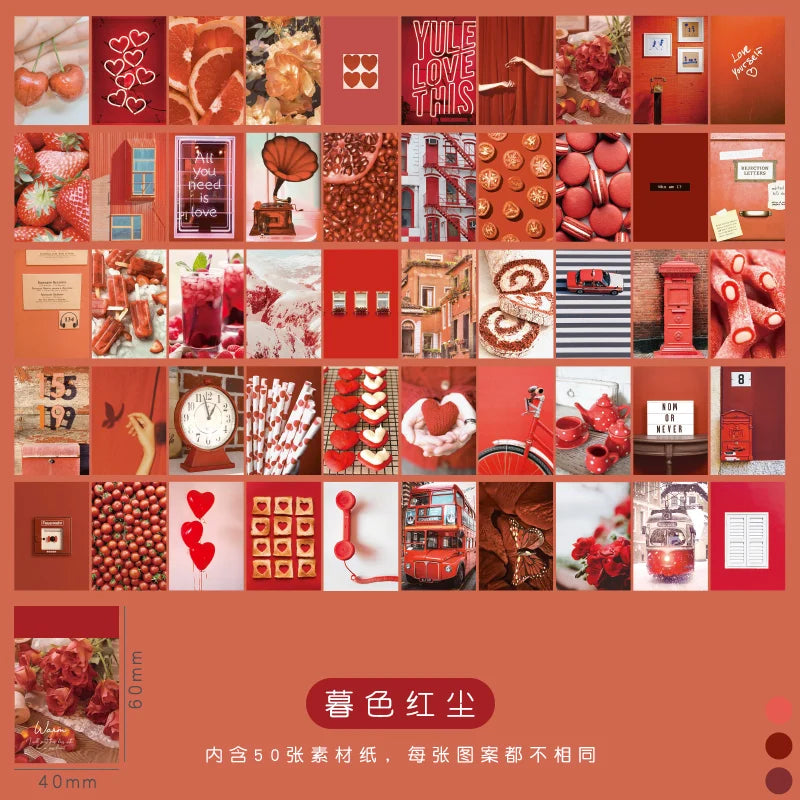 50pcs/pack Vintage Stickers Landscape Book Scrapbooking Decorative Supplies Diary Album Stationery Aesth Painting Stickers Qme F