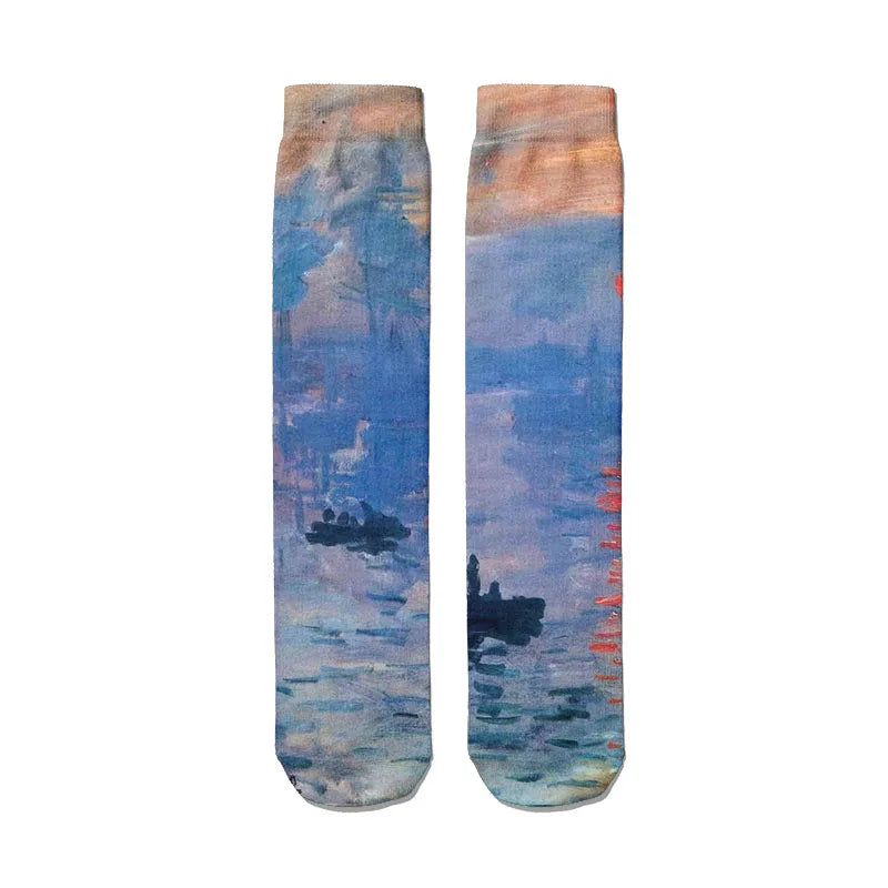 Van Gogh Mural World Famous Painting Sunflower Socks Men Novelty Qme style6