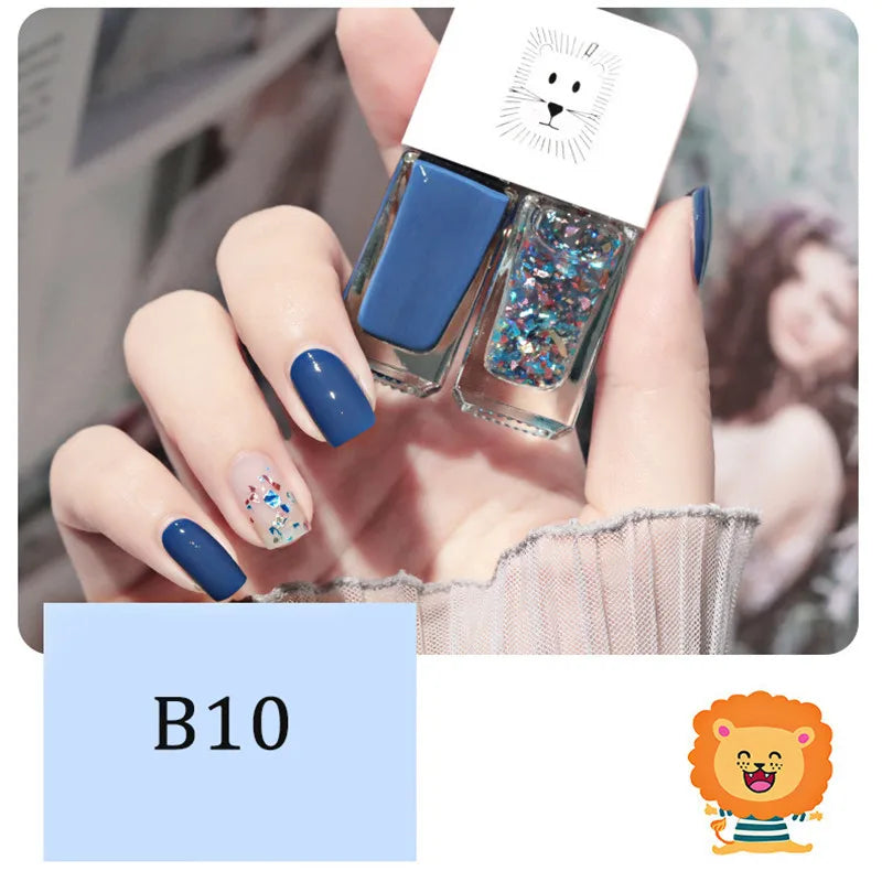 New 2 In 1 Candy Color Nail Polish Manicure Water-based Bright Scrub No Bake No Peeling Quick Dry Waterproof Lasting Nail Polish Qme B10