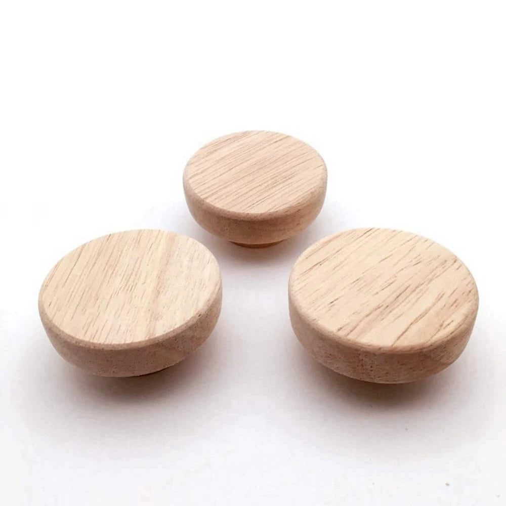 1 Pcs Cabinet Door Wood Knobs Pulls Wardrobe Cupboards Drawer Round Pulls Kitchen Closet Dressing Table Wooden Furniture Handles Qme