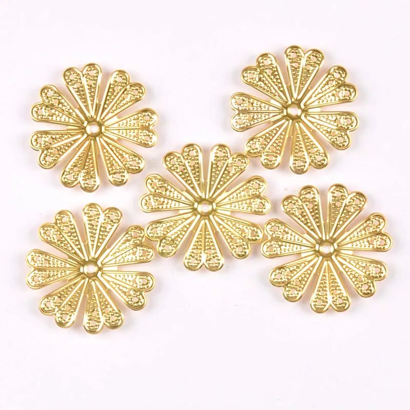 20pcs 40mm silver/gold/bronze Metal Crafts Wraps Filigree Flowers Connectors For Scrapbook DIY Home Decor Handicraft yk0762-2 Qme