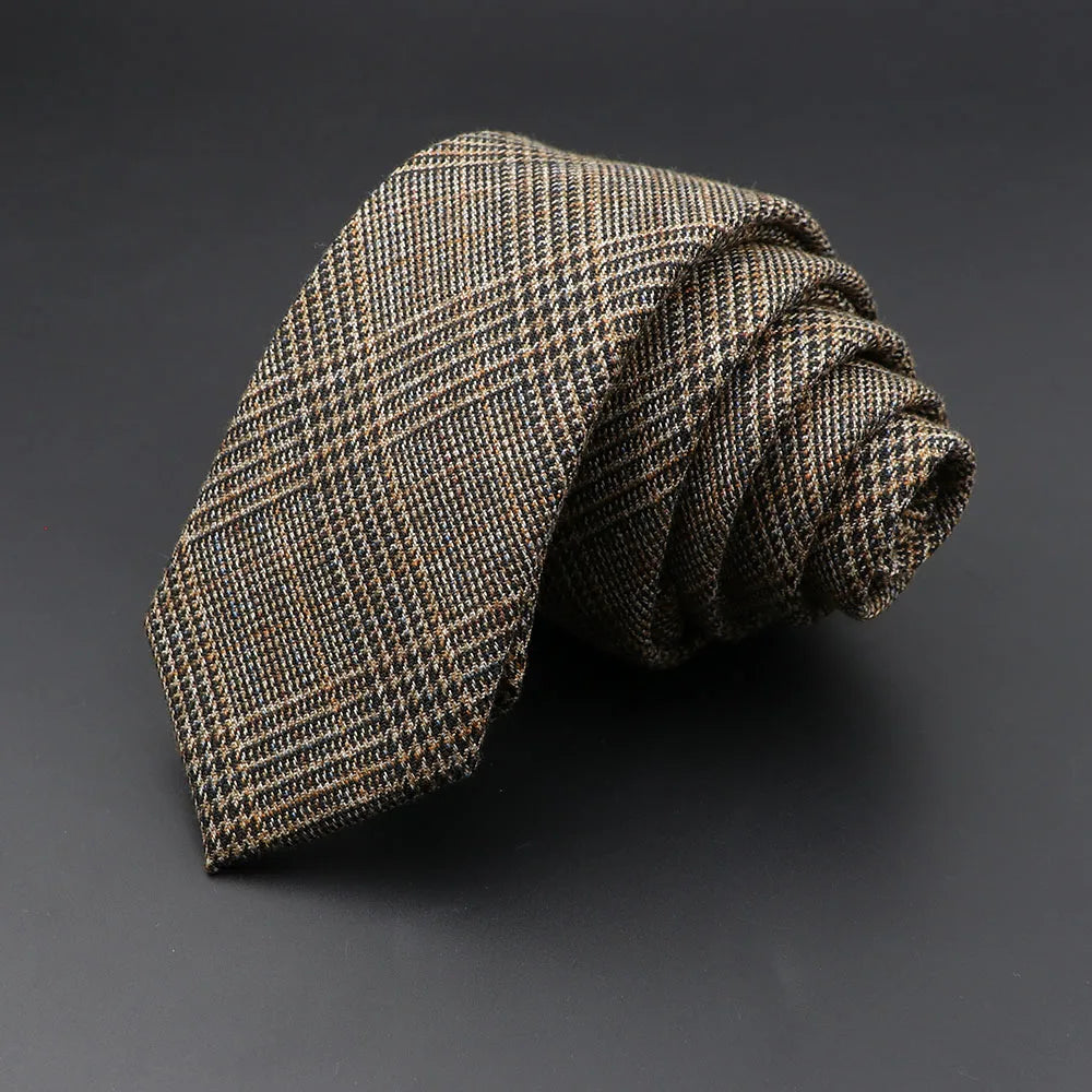 Mens Ties Classic Cotton Handmade Skinny Grey Plaid Neckties Striped Qme 10