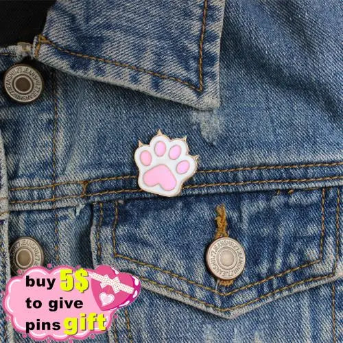 Cute Cat Paw Enamel Pins Pink Cat Foot Pin Backpack Hat Lapel Pin Badge Fashion Cartoon Jewelry Pins Gift To A Friends Wholesale Qme