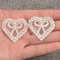 30Pcs Heart Pattern White Lace Fabric Applique Mesh Trim For Garment Accessories Sew On DIY Handmade Wedding Decoration c1728 Qme 36x39mm