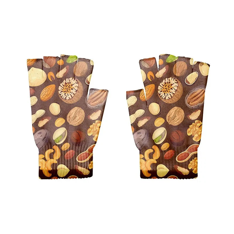 Good Knitted Half Finger Gloves 9 Styles Pattern 3D Print Cycling Qme style7 One Size China Mainland