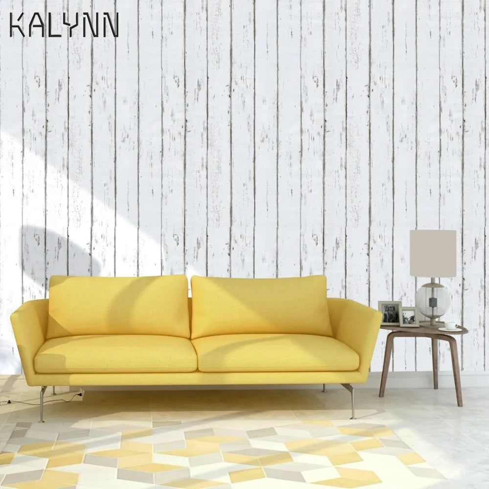 Vintage Imitation Wood Wallpaper Vertical Striped DIY Wall Paper Qme