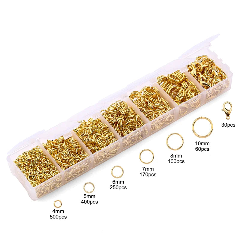 Jewelry Findings Set open jump rings Loose spacer beads Earring hooks Rubber Earring Backs for Jewelry Making DIY handicraft Qme 1