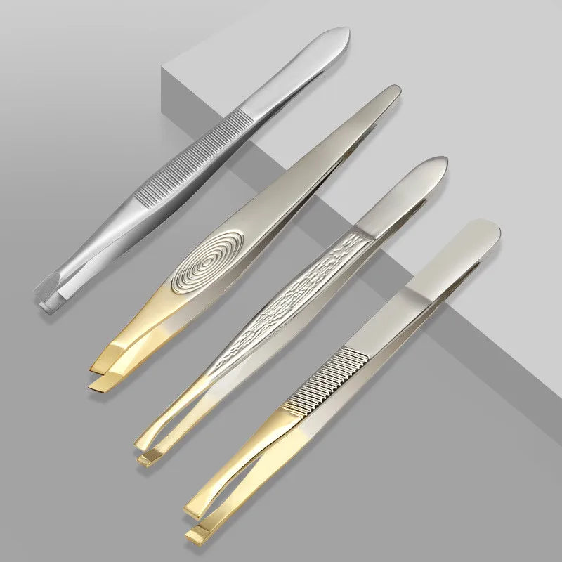 Eyebrow Tweezer Stainless Steel Beauty Clip Slant Tip Flat Tip Eyebrow Tweezer Clip for Eyebrow Trimming Face Hair Removal Tools Qme