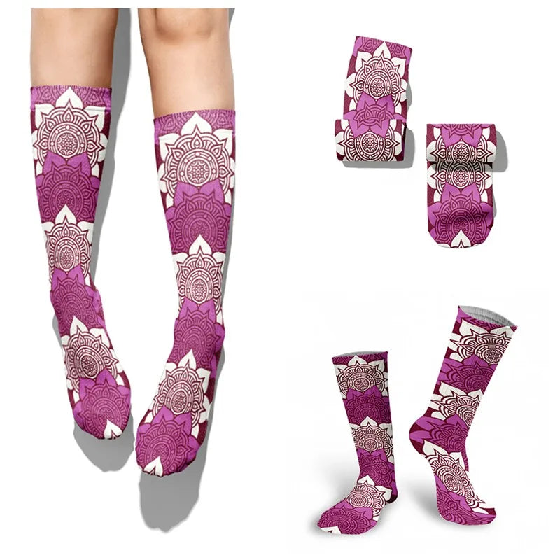 Creative Abstract 3D Mandala Socks Funny Kawaii Woman Cotton Unisex Qme