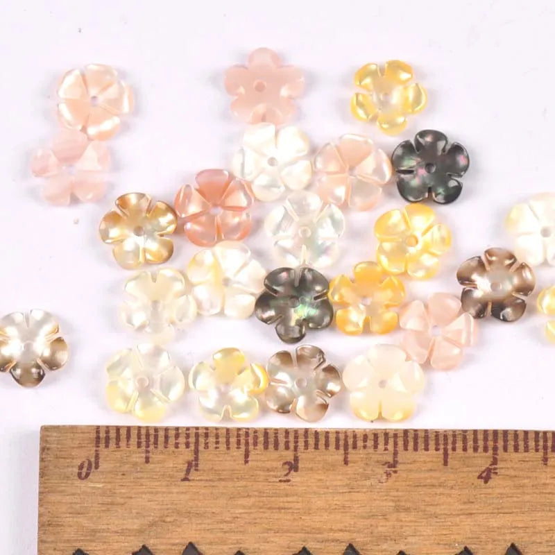 5Pcs Flower Shape Texture Curved Natural Mother Of Pearl Shell Beads For Jewelry Making Earring Diy Craft Accessories 8mm tr0379 Qme