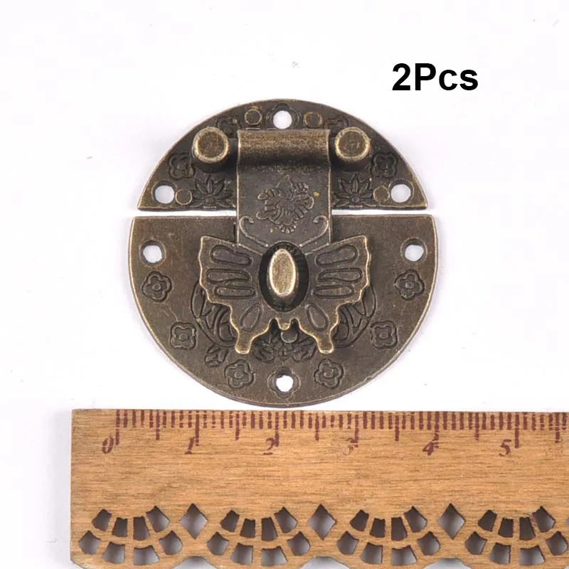 Vintage Brass Hardware Latch Hook Decorative Jewelry Box Hardware Wooden Boxes Furniture Buckle Clasp Lock Wood Case Hasp c2264 Qme 2pcs 2