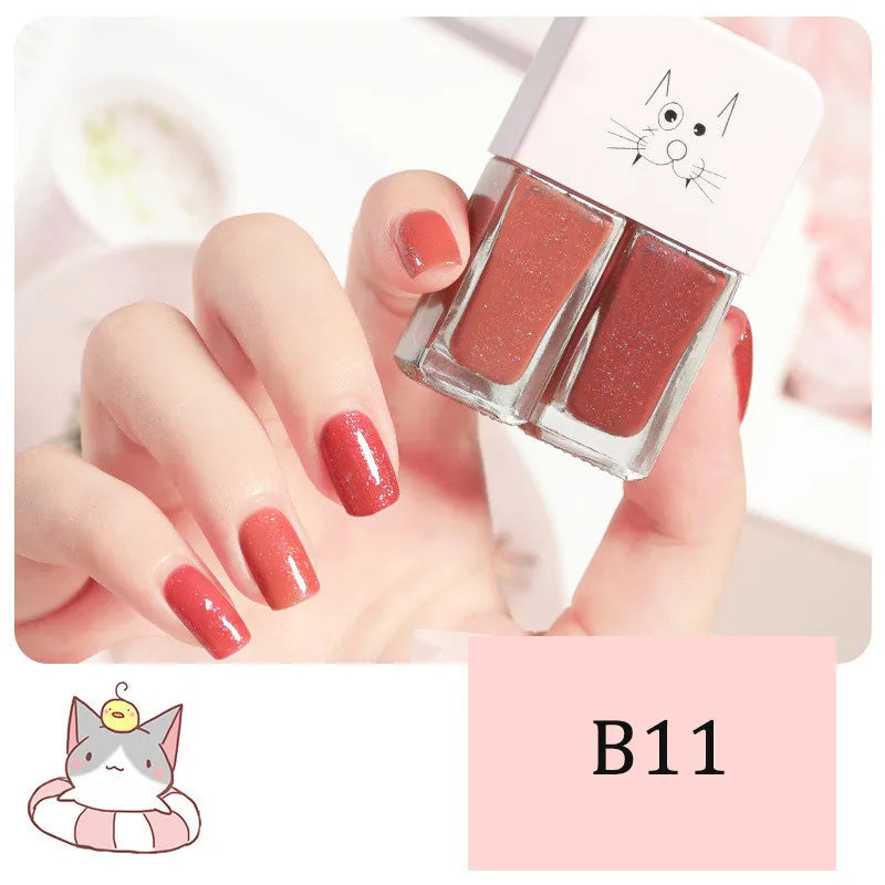 New 2 In 1 Candy Color Nail Polish Manicure Water-based Bright Scrub No Bake No Peeling Quick Dry Waterproof Lasting Nail Polish Qme B11