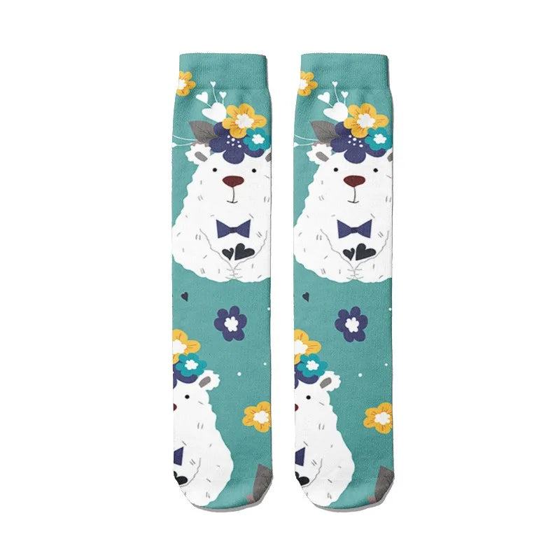 Fashion Cartoon Women's Breathable Socks Kawaii Bear Cute Animal Qme style8 China Mainland