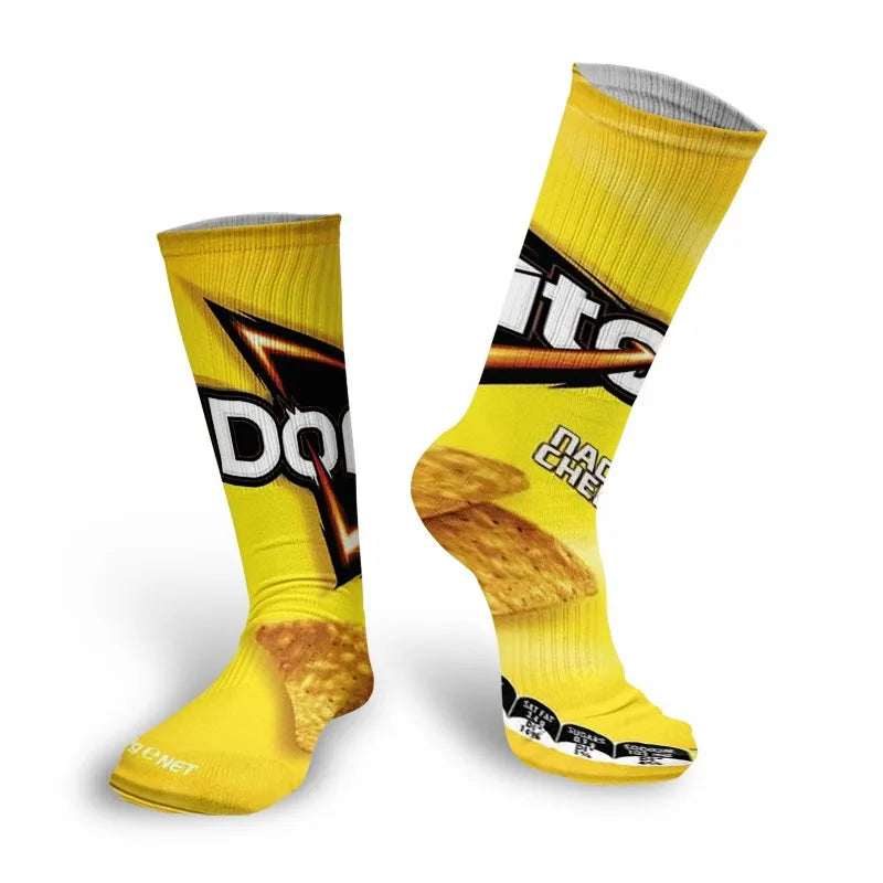 Creativity Long Socks Female Art 3D Printed Potato Chips Tomato Qme style10 One Size China Mainland